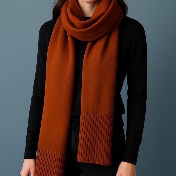 Brown extra-long responsible merino wool scarf NWT - Picture 2 of 13